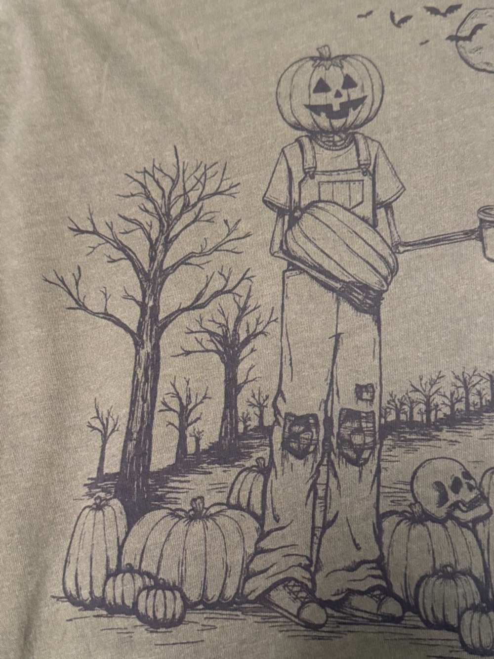 American Eagle Halloween Pumpkin Graphic T-Shirt Green Cotton XL - Picture 6 of 8